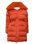 Lux Satin Puffer Coat Foret Jakke Orange Calvin Klein