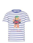 Polo Bear Striped Cotton Jersey Tee Tops T-Kortærmet Skjorte Blue Ralp...