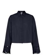 Yastrinity Ls Short Shirt S. Tops Shirts Long-sleeved Navy YAS