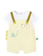 Poplin Play Suit Striped Bodysuits Short-sleeved Yellow Boboli