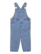 Long Denim Overalls With Pocket Bottoms Dungarees Blue Mango