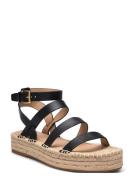 Polly Leather Gladiator Espadrille Espadrillos Flade Sandal Black Laur...