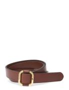 Leather Slide Buckle Belt Bælte Brown Lauren Ralph Lauren