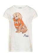 Dog-Print Cotton Jersey Tee Tops T-Kortærmet Skjorte White Ralph Laure...