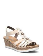 619B2-60 Espadrillos Med Hæl Sandal Beige Rieker