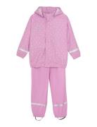 Rain Set - Magic Print - Pu Outerwear Rainwear Rainwear Sets Pink Colo...