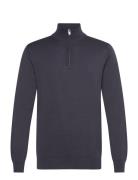 Half Zip With High Neck Tops Knitwear Half Zip Jumpers Grey Lindbergh