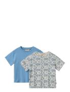 2 T-Shirt S/S Ella Tops T-Kortærmet Skjorte Multi/patterned Wheat