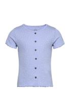 Nkfvemia Aop Ss Slim Top Tops T-Kortærmet Skjorte Blue Name It