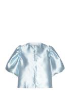 Cleo Blouse Designers Blouses Short-sleeved Blue Malina