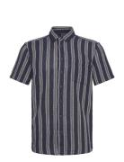 Bhandi Shirt Tops Knitwear Short Sleeve Knitted Polos Navy Blend