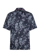 Bowling Shirt Print Tops Shirts Short-sleeved Navy Tommy Hilfiger