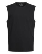 Raw Edge Slub Tank Tops T-shirts Sleeveless Black Superdry