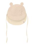 Summer Hat Ears Muslin Solhat Cream Huttelihut