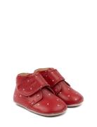 Beginners? Velcro Print Slippers Hjemmesko Red Pom Pom