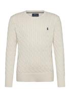 Combed Cotton-Ls Cable Cn-Tp-Swt Tops Knitwear Pullovers Cream Ralph L...