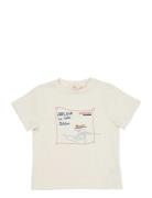T-Shirt W. Print & Embroidery Tops T-Kortærmet Skjorte Cream Copenhage...