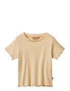 Rib T-Shirt S/S Irene Tops T-Kortærmet Skjorte Beige Wheat