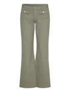 Low Waisted Bootcut Twill Trousers Bottoms Trousers Wide Leg Green Mon...