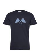 Copenhagen Print Tee S/S Tops T-Kortærmet Skjorte Navy Lindbergh