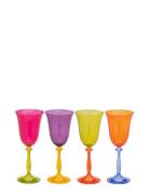 Multicoloured Wine Glass Set Of 4 Home Tableware Glass Wine Glass Whit...