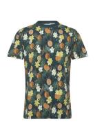 Juicy Aop O-Neck Tee S/S Tops T-Kortærmet Skjorte Green Lindbergh