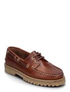 Biacapri Boat Shoe Pull Up Leather Sko Flade Brown Bianco