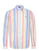 Happy Linen Stripe Shirt-Classic Fit Tops Shirts Linen Shirts Yellow M...