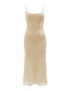 Adoni Crochet Midi Dress Knælang Kjole Beige Bardot