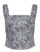 Sculpted Bustier Ophelia Flora Tops T-shirts & Tops Sleeveless Blue Le...