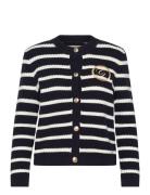 Striped Cotton Knit Jacket Tops Knitwear Cardigans Navy GANT