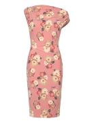 Floral Jersey Off-The-Shoulder Dress Kort Kjole Pink Lauren Ralph Laur...