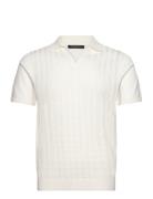 Leader Trophy Neck Knit Tops Knitwear Short Sleeve Knitted Polos White...