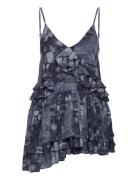Layered Ruffled Mini Cami Dress Kort Kjole Purple Monki