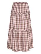 Ruffled Tiered Cotton Skirt Skirts Maxi Skirts Pink Monki
