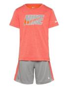 Ks-Knit Short Set Sets Sets With Short-sleeved T-shirt Orange Nike