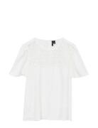 Vmmalva Crochet Ss Top Wvn Ga Tops T-Kortærmet Skjorte White Vero Moda...