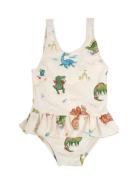 Eva – Badedragt 3-4 År – Dino Beach Badedragt Badetøj Cream Filibabba