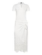 Eyelet Piqué Wrap Polo Dress Knælang Kjole White Polo Ralph Lauren