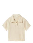 Nmmhefin Nreg Ss Shirt Tops Shirts Short-sleeved Shirts Beige Name It