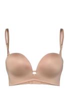 Bra Deep Plunge Strapless Mic Lingerie Bras & Tops Push Up Bras Beige ...