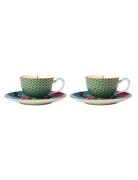 Silk Road Demi Cup & Saucer Blue 2-Psc Home Tableware Cups & Mugs Tea ...