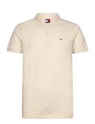 Tjm Slim Placket Polo Ext Tops Polos Short-sleeved White Tommy Jeans