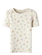 Nmfhiline Ss Slim Top Tops T-Kortærmet Skjorte Cream Name It