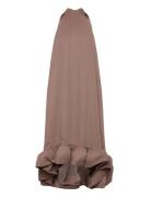 Sabrina Halterneck Ruffled Midi Dress Knælang Kjole Multi/patterned Ma...