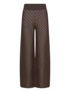Alissa Knitted Pants Designers Trousers Wide Leg Brown Malina