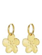 Calista Enamel Earring Halskæde Hængesmykke Gold Bud To Rose