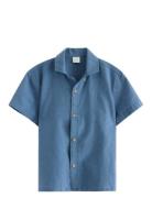 Shirt Ss Linen Tops Shirts Short-sleeved Shirts Navy Lindex