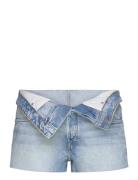 Lana Fold Down Denim Shorts Bottoms Shorts Denim Shorts Blue Monki
