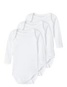 Nbnbody 3P Ls Solid Noos Bodies Long-sleeved White Name It